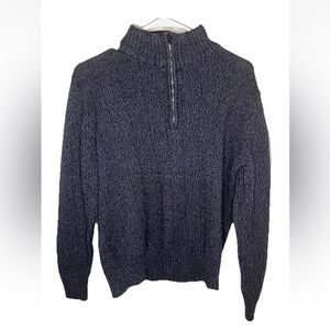 Oscar de la Renta VTG Mens Heather Gray/Blue Pullover Zip Sweater Size M EUC